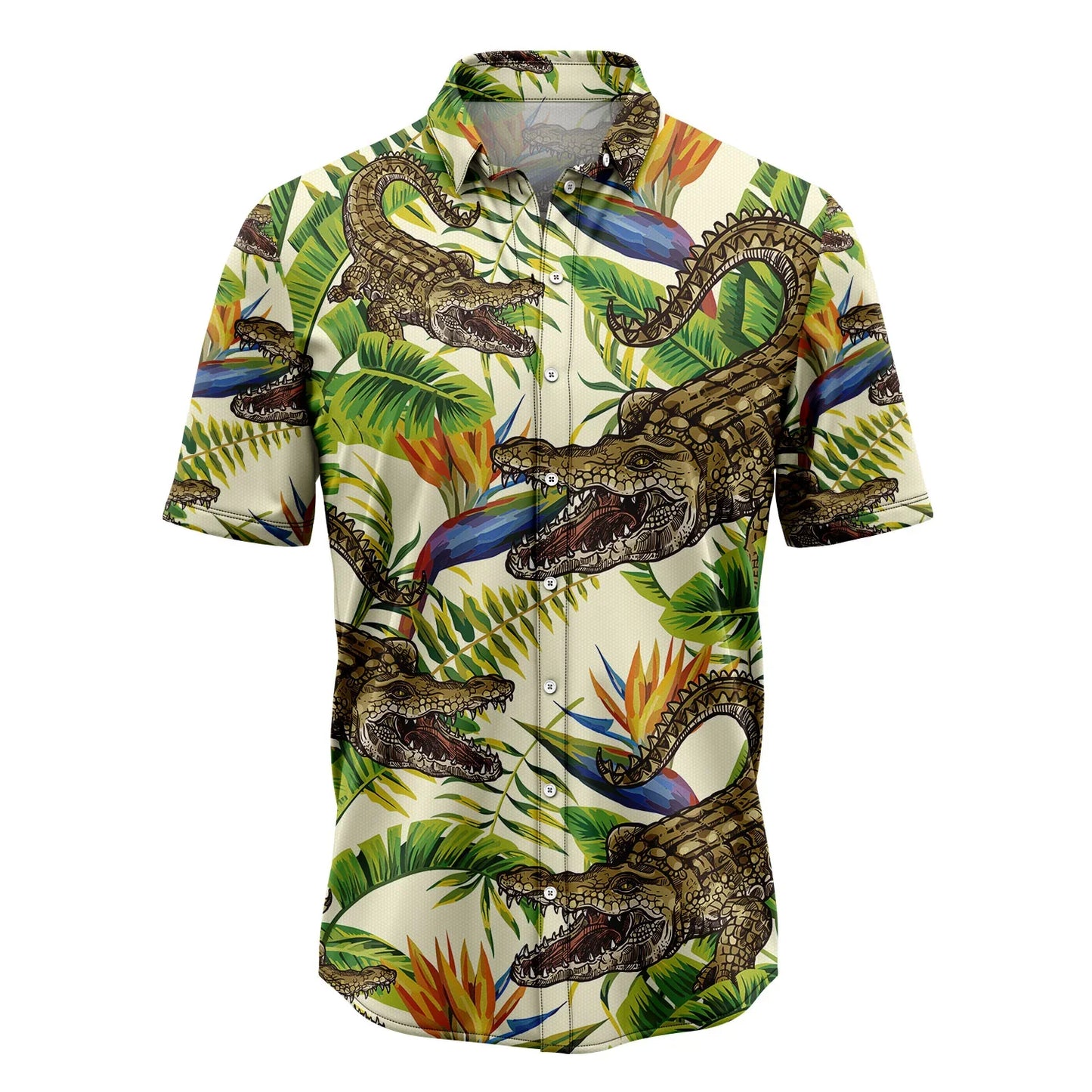 Crocodile Hawaiian Shirt, Crocodile Banana Palm Aloha Shirt For Men - Perfect Gift For Husband, Boyfriend, Friend, Family - Amzanimalsgift