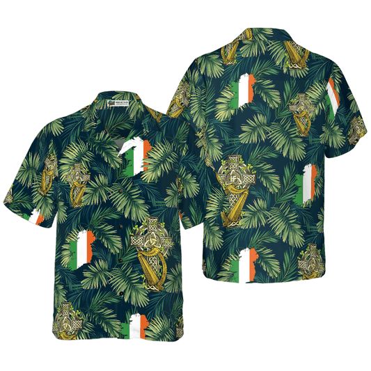 Cross Celtic Harp Pattern Irish Proud Hawaiian Shirt, Colorful Summer Aloha Shirts For Men Women, Perfect Gift For Husband, Wife, Patrick's Day - Amzanimalsgift