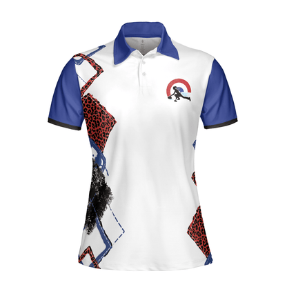 Curling Women Polo Shirt, Weekend Forecast Curling, Red Leopard Pattern Women Polo Shirts, Perfect Gift For Female, Ladies, Girls, Curling Lovers - Amzanimalsgift