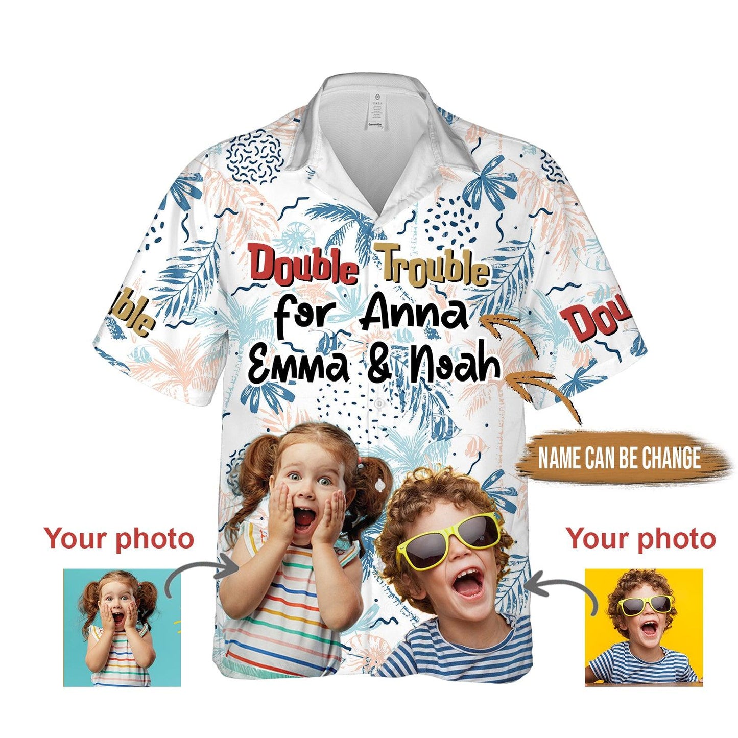 Custom Aloha Hawaii Shirt - Custom Photo Double Trouble Personalized Hawaiian Shirt For Summer - Perfect Gift For Friend, Family - Amzanimalsgift