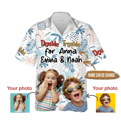Custom Aloha Hawaii Shirt - Custom Photo Double Trouble Personalized Hawaiian Shirt For Summer - Perfect Gift For Friend, Family - Amzanimalsgift