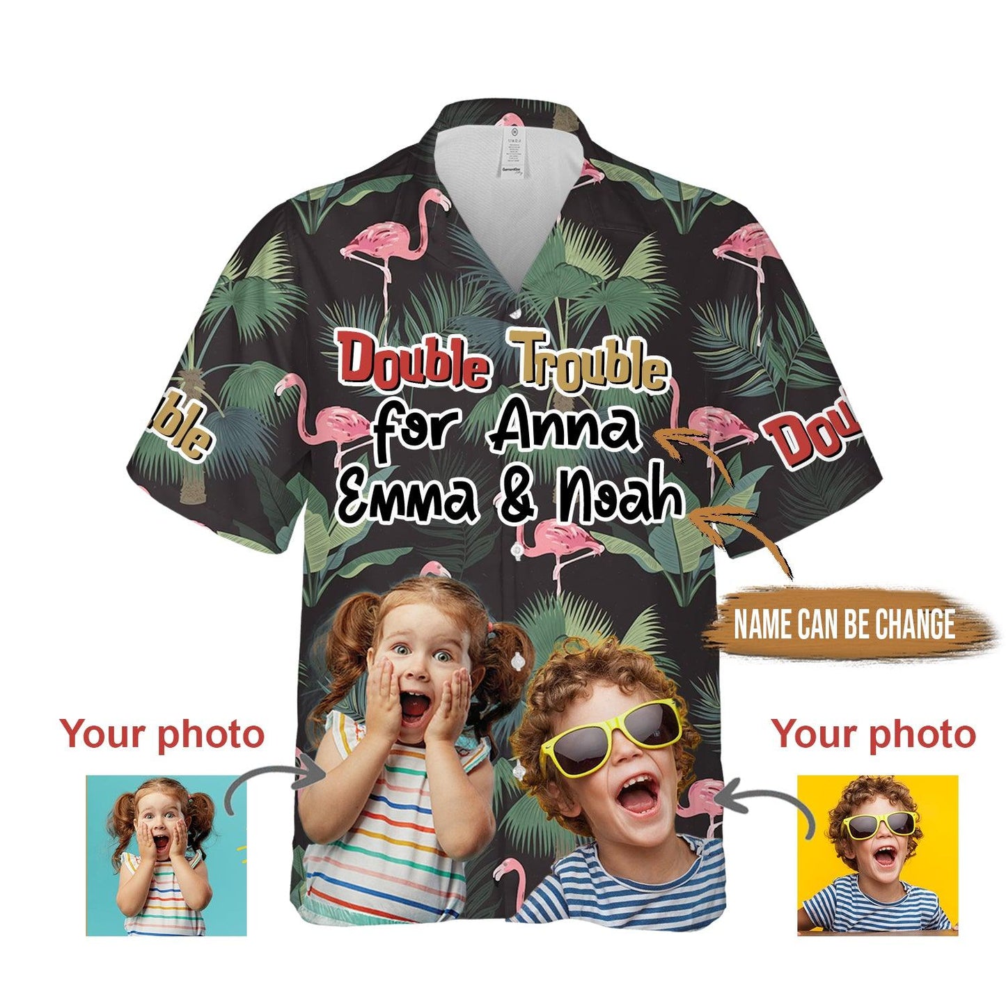 Custom Aloha Hawaii Shirt - Custom Photo Double Trouble Personalized Hawaiian Shirt For Summer - Perfect Gift For Friend, Family - Amzanimalsgift