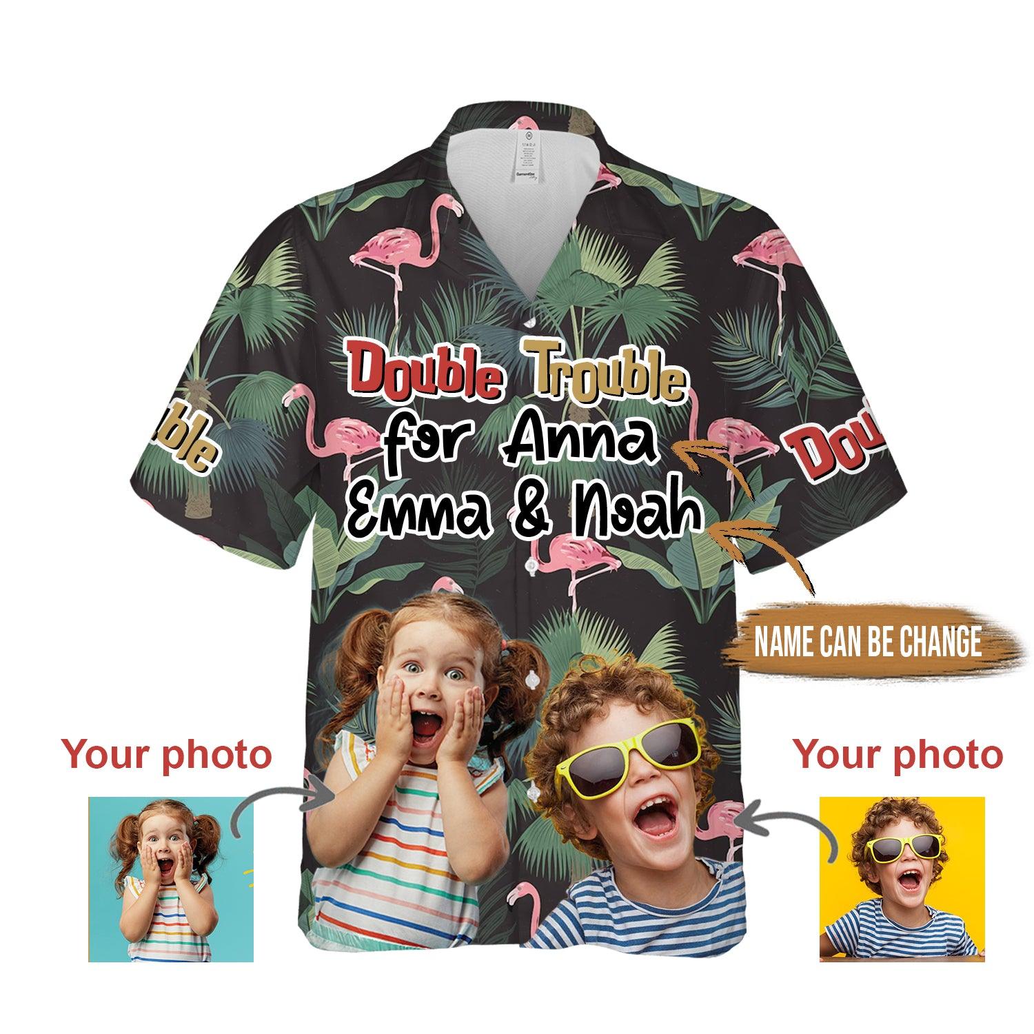 Custom Aloha Hawaii Shirt - Custom Photo Double Trouble Personalized Hawaiian Shirt For Summer - Perfect Gift For Friend, Family - Amzanimalsgift