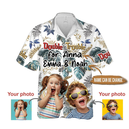 Custom Aloha Hawaii Shirt - Custom Photo Double Trouble Personalized Hawaiian Shirt For Summer - Perfect Gift For Friend, Family - Amzanimalsgift