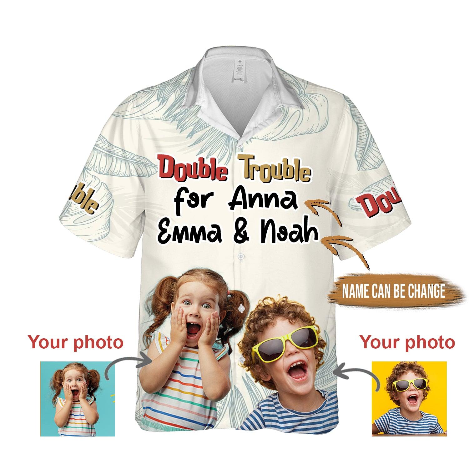Custom Aloha Hawaii Shirt - Custom Photo Double Trouble Personalized Hawaiian Shirt For Summer - Perfect Gift For Friend, Family - Amzanimalsgift