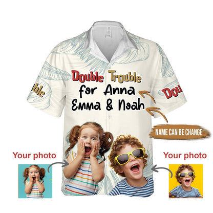 Custom Aloha Hawaii Shirt - Custom Photo Double Trouble Personalized Hawaiian Shirt For Summer - Perfect Gift For Friend, Family - Amzanimalsgift