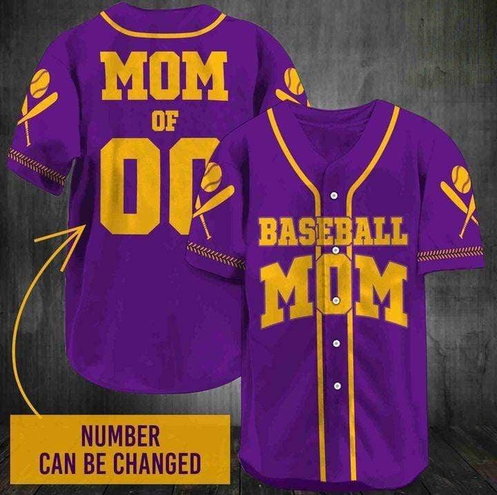 Custom Baseball Mom Purple Baseball Tee Jersey Shirt Men Women, Personalized Gift For Baseball Lovers, Mother's Day - Amzanimalsgift