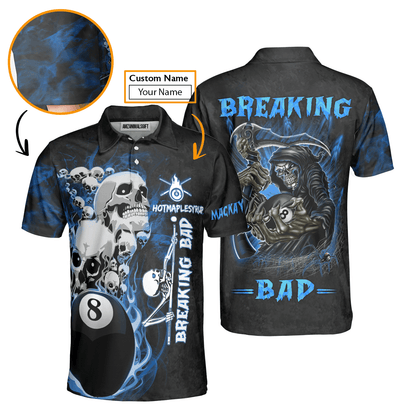 Custom Billiard Men Polo Shirt - Breaking Bad Billiard Pool 8 Ball Personalized Name Polo Shirt, Perfect Billiard Polo Shirt For Men, Billiard Players - Amzanimalsgift