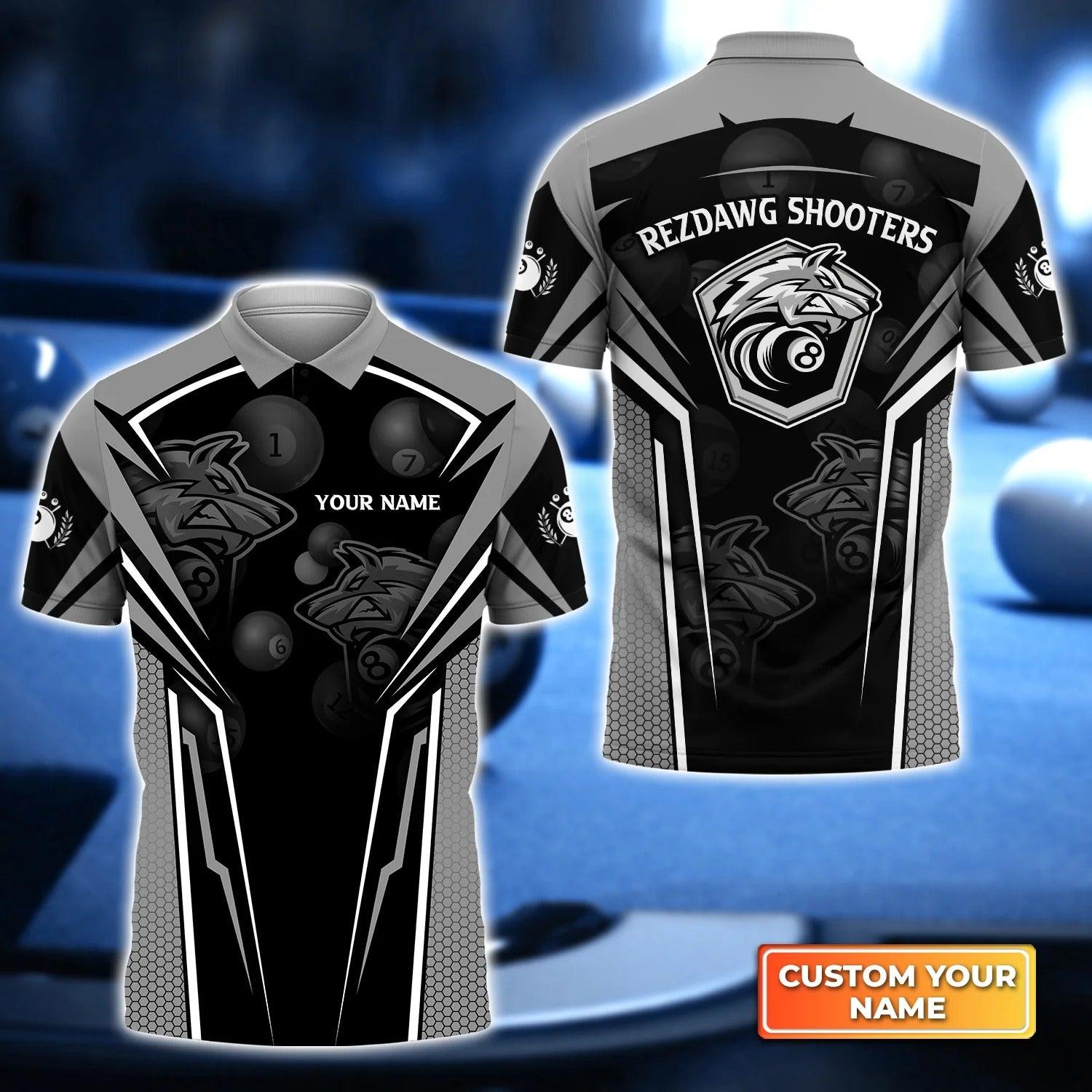 Custom Billiard Men Polo Shirt - Rezdawg Shooters Wolf Billiard Team Personalized Name Polo Shirt, Perfect Billiard Polo Shirt For Men - Amzanimalsgift
