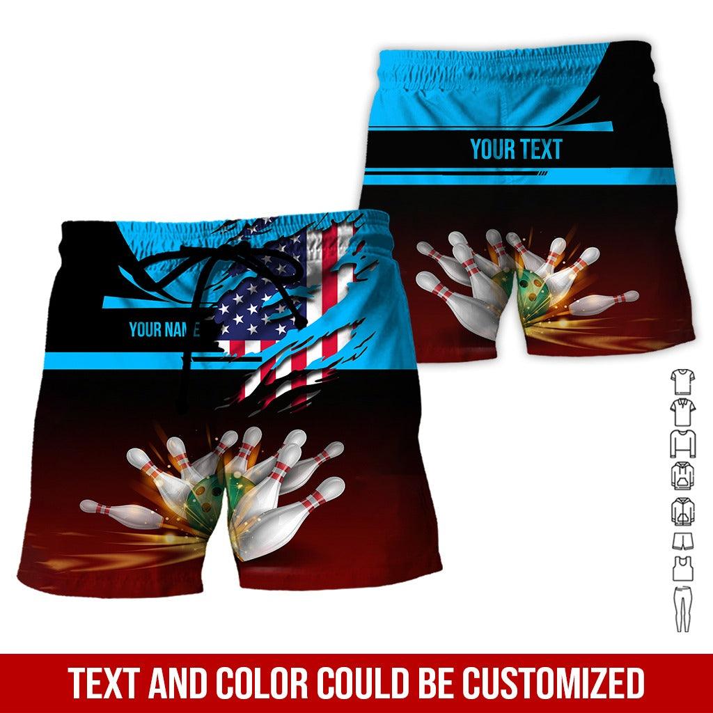 Custom Bowling Aloha Hawaiian Shirt - Bowling Ball And American Flag Personalized Name Hawaiian Shirt For Men & Women, Bowling Lover - Amzanimalsgift