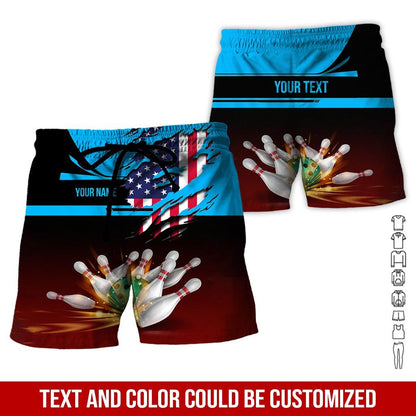 Custom Bowling Aloha Hawaiian Shirt - Bowling Ball And American Flag Personalized Name Hawaiian Shirt For Men & Women, Bowling Lover - Amzanimalsgift