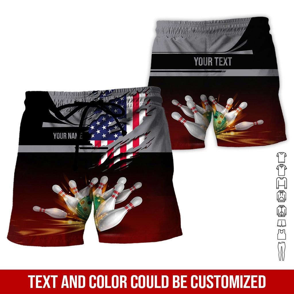 Custom Bowling Aloha Hawaiian Shirt - Bowling Ball And American Flag Personalized Name Hawaiian Shirt For Men & Women, Bowling Lover - Amzanimalsgift