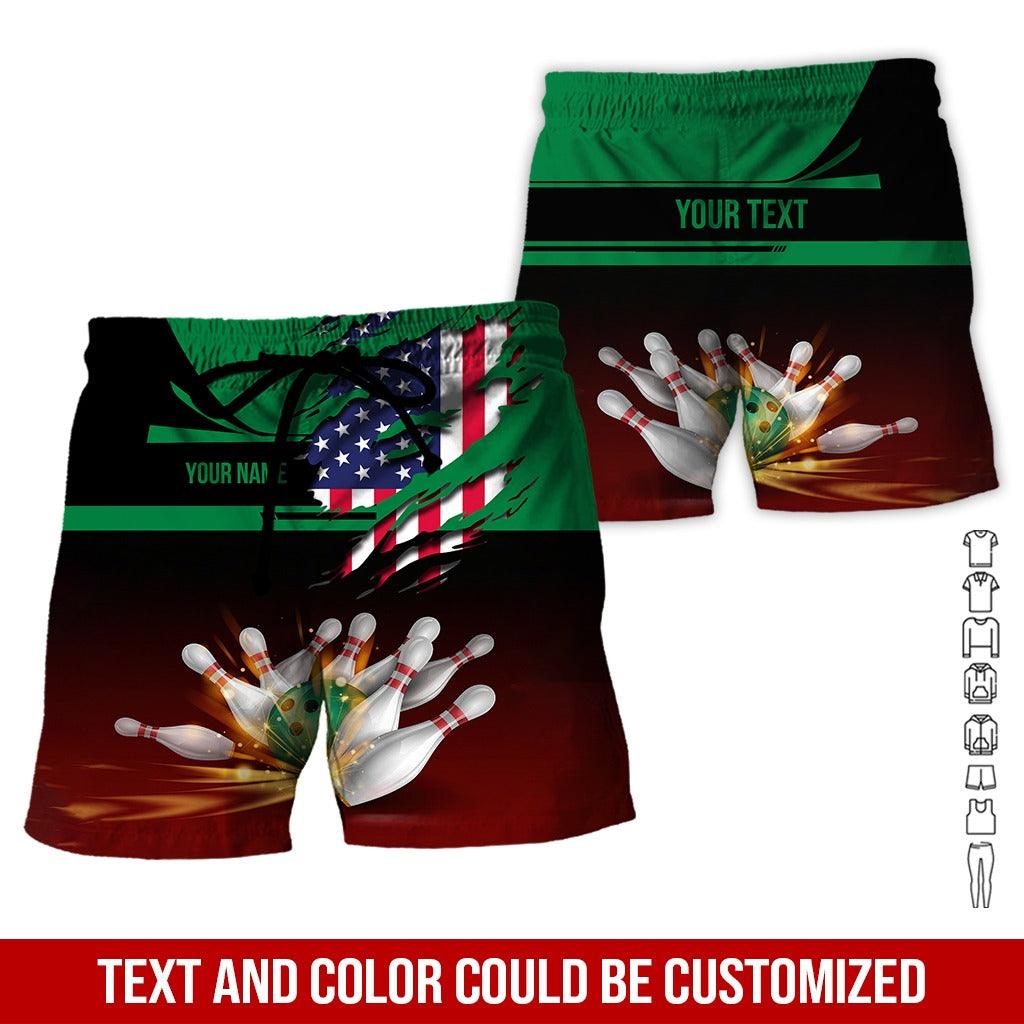 Custom Bowling Aloha Hawaiian Shirt - Bowling Ball And American Flag Personalized Name Hawaiian Shirt For Men & Women, Bowling Lover - Amzanimalsgift