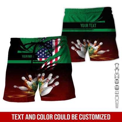 Custom Bowling Aloha Hawaiian Shirt - Bowling Ball And American Flag Personalized Name Hawaiian Shirt For Men & Women, Bowling Lover - Amzanimalsgift