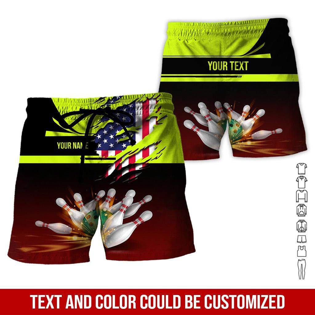 Custom Bowling Aloha Hawaiian Shirt - Bowling Ball And American Flag Personalized Name Hawaiian Shirt For Men & Women, Bowling Lover - Amzanimalsgift