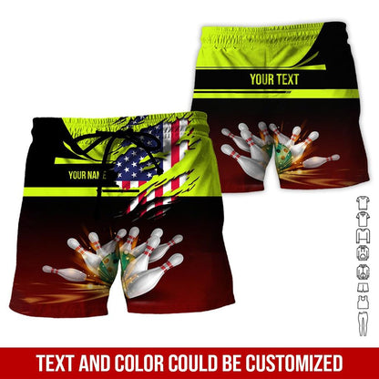 Custom Bowling Aloha Hawaiian Shirt - Bowling Ball And American Flag Personalized Name Hawaiian Shirt For Men & Women, Bowling Lover - Amzanimalsgift