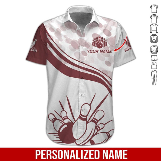 Custom Bowling Aloha Hawaiian Shirt - Bowling Ball Brown Pattern Personalized Name Hawaiian Shirt For Men & Women, Bowling Lover - Amzanimalsgift