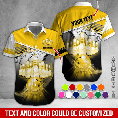Custom Bowling Aloha Hawaiian Shirt - Bowling Bowl Pattern And Beer Personalized Name Hawaiian Shirt For Men & Women, Bowling Lover - Amzanimalsgift