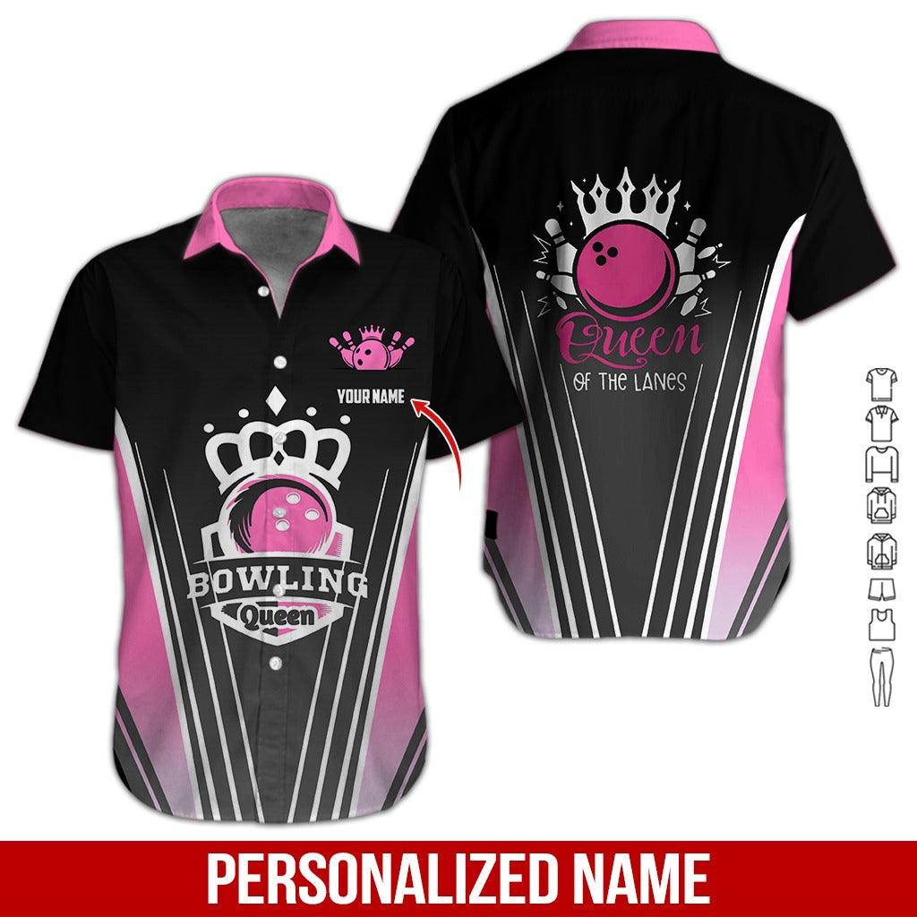 Custom Bowling Aloha Hawaiian Shirt - Bowling Queen Of The Lanes Personalized Name Hawaiian Shirt For Men & Women, Bowling Lover - Amzanimalsgift