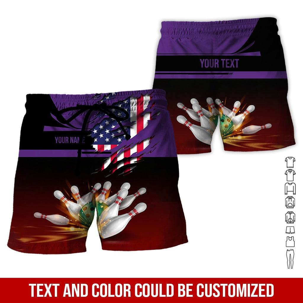 Custom Bowling Aloha Hawaiian Shirt - Colorful Bowling Ball And American Flag Personalized Name Hawaiian Shirt For Men & Women, Bowling Lover - Amzanimalsgift