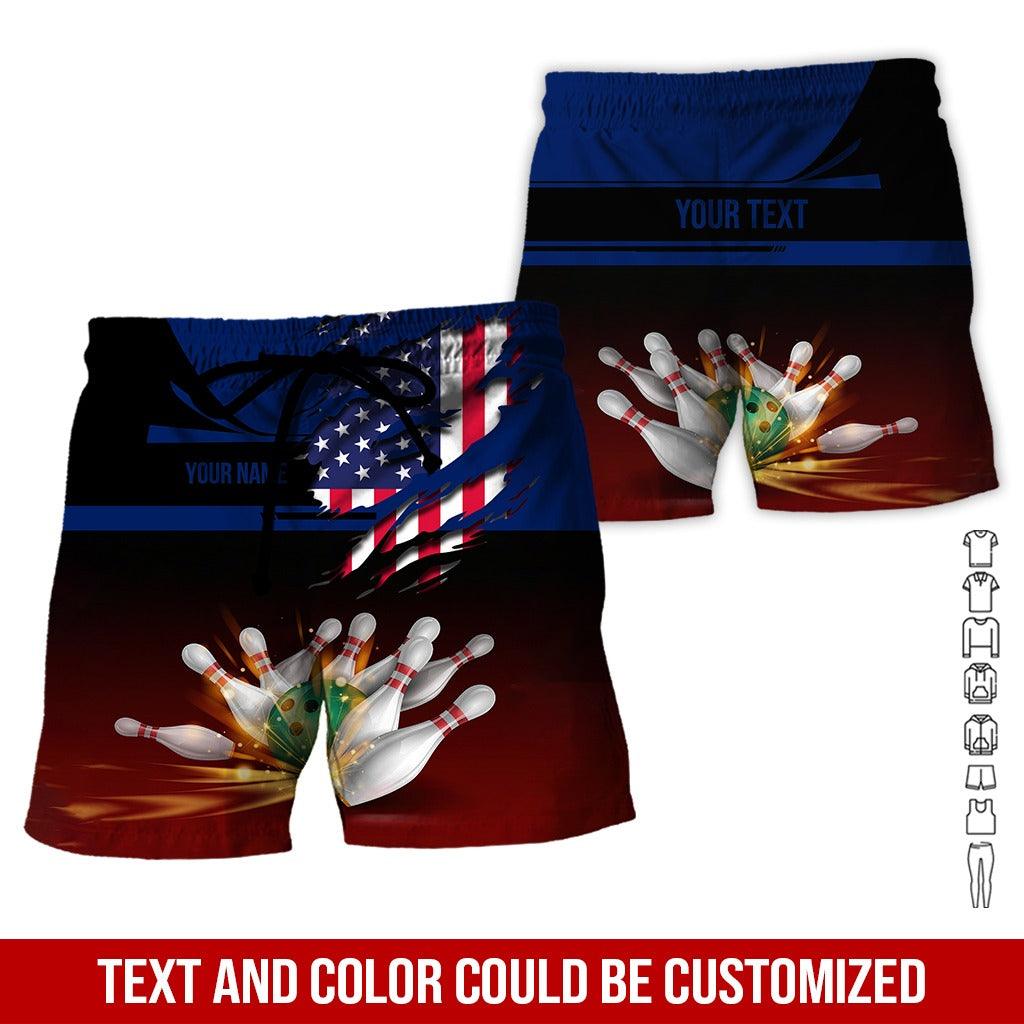 Custom Bowling Aloha Hawaiian Shirt - Colorful Bowling Ball And American Flag Personalized Name Hawaiian Shirt For Men & Women, Bowling Lover - Amzanimalsgift