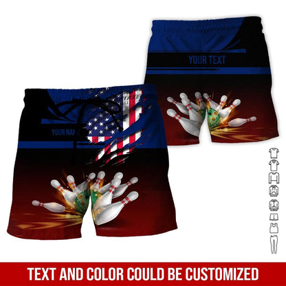 Custom Bowling Aloha Hawaiian Shirt - Colorful Bowling Ball And American Flag Personalized Name Hawaiian Shirt For Men & Women, Bowling Lover - Amzanimalsgift