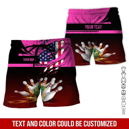 Custom Bowling Aloha Hawaiian Shirt - Colorful Bowling Ball And American Flag Personalized Name Hawaiian Shirt For Men & Women, Bowling Lover - Amzanimalsgift