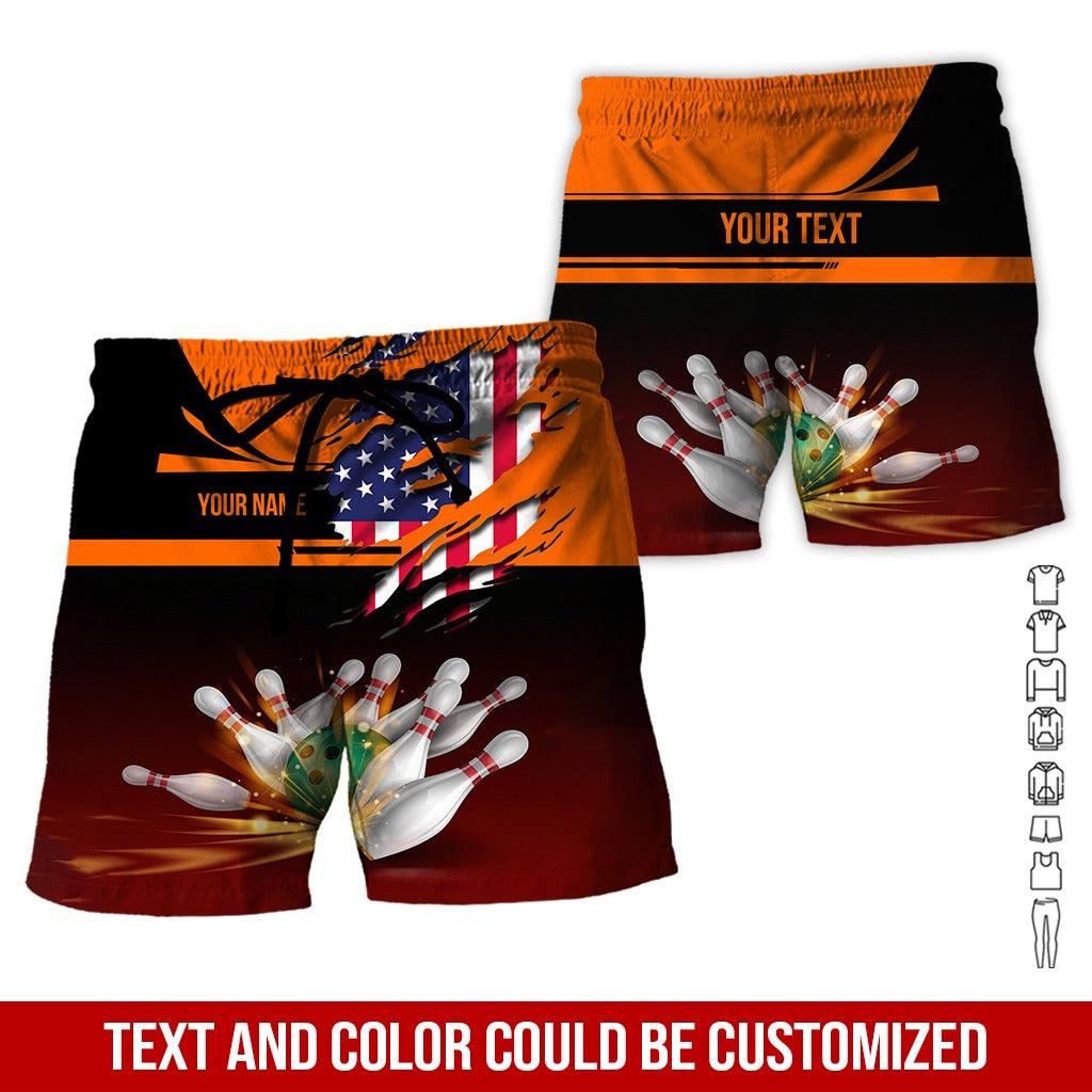 Custom Bowling Aloha Hawaiian Shirt - Colorful Bowling Ball And American Flag Personalized Name Hawaiian Shirt For Men & Women, Bowling Lover - Amzanimalsgift