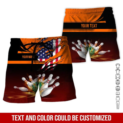 Custom Bowling Aloha Hawaiian Shirt - Colorful Bowling Ball And American Flag Personalized Name Hawaiian Shirt For Men & Women, Bowling Lover - Amzanimalsgift