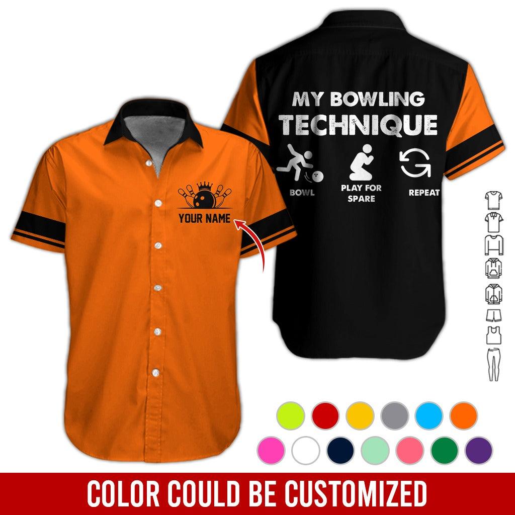Custom Bowling Aloha Hawaiian Shirt - Cool Bowling Bowl Pattern, My Bowling Technique Personalized Name Hawaiian Shirt For Men & Women, Bowling Lover - Amzanimalsgift