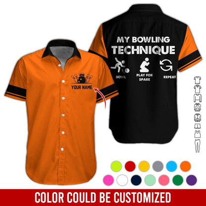 Custom Bowling Aloha Hawaiian Shirt - Cool Bowling Bowl Pattern, My Bowling Technique Personalized Name Hawaiian Shirt For Men & Women, Bowling Lover - Amzanimalsgift