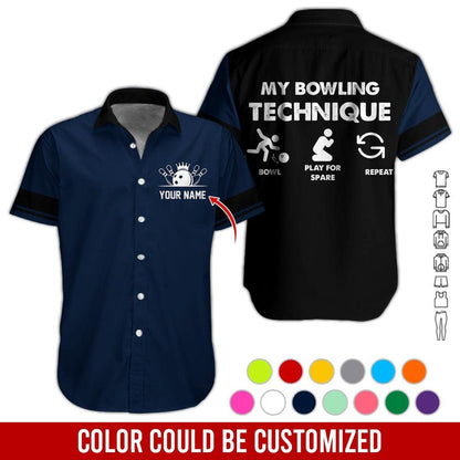 Custom Bowling Aloha Hawaiian Shirt - Cool Bowling Bowl Pattern, My Bowling Technique Personalized Name Hawaiian Shirt For Men & Women, Bowling Lover - Amzanimalsgift