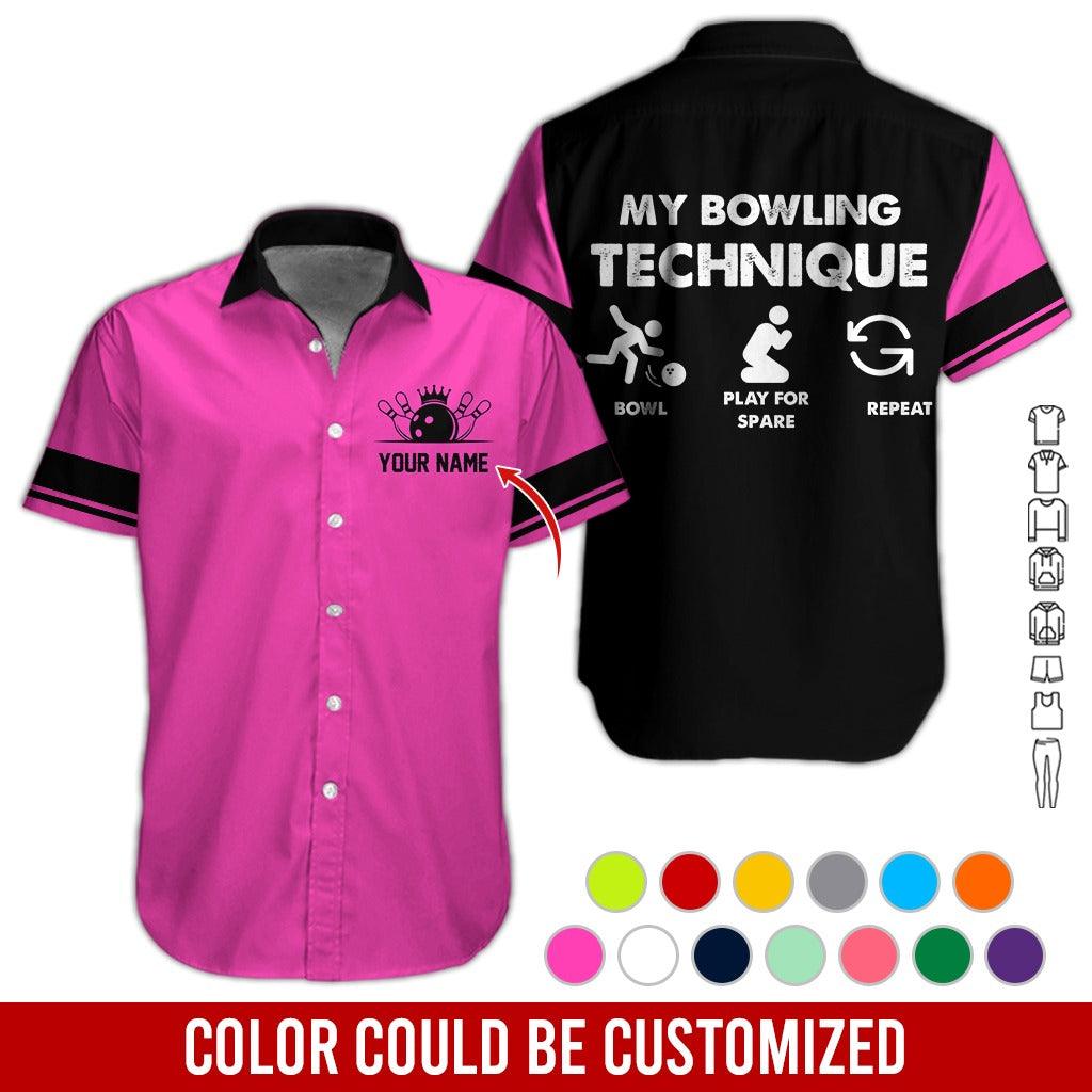 Custom Bowling Aloha Hawaiian Shirt - Cool Bowling Bowl Pattern, My Bowling Technique Personalized Name Hawaiian Shirt For Men & Women, Bowling Lover - Amzanimalsgift