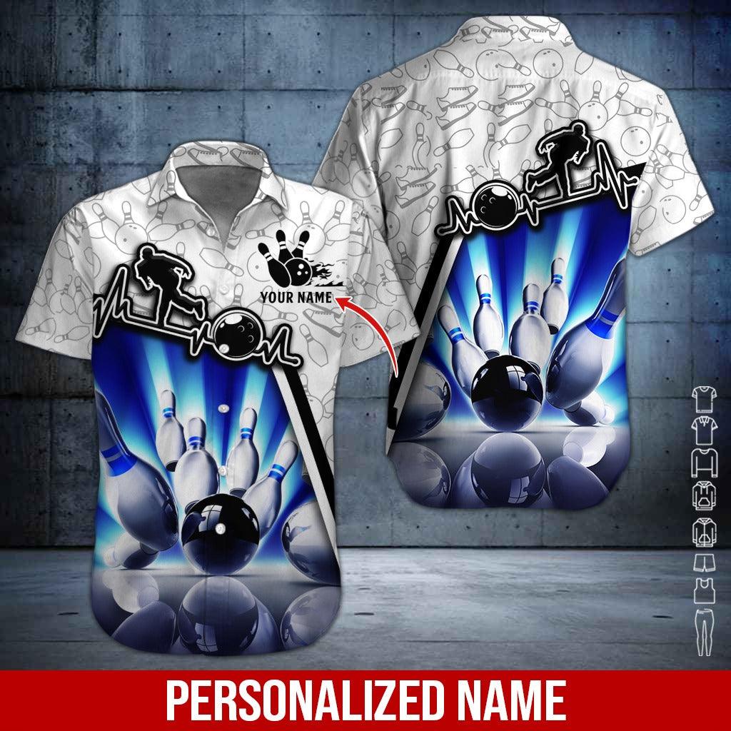 Custom Bowling Aloha Hawaiian Shirt - Cool Men Playing Bowling Ball Pattern Personalized Name Hawaiian Shirt For Men & Women, Bowling Lover - Amzanimalsgift