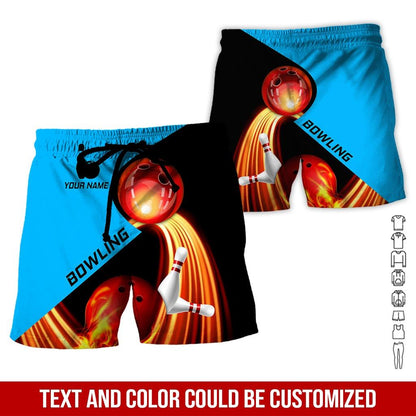 Custom Bowling Aloha Hawaiian Shirt - Fire Bowling Ball Pattern Personalized Name Hawaiian Shirt For Men & Women, Bowling Lover - Amzanimalsgift