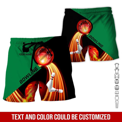 Custom Bowling Aloha Hawaiian Shirt - Fire Bowling Ball Pattern Personalized Name Hawaiian Shirt For Men & Women, Bowling Lover - Amzanimalsgift