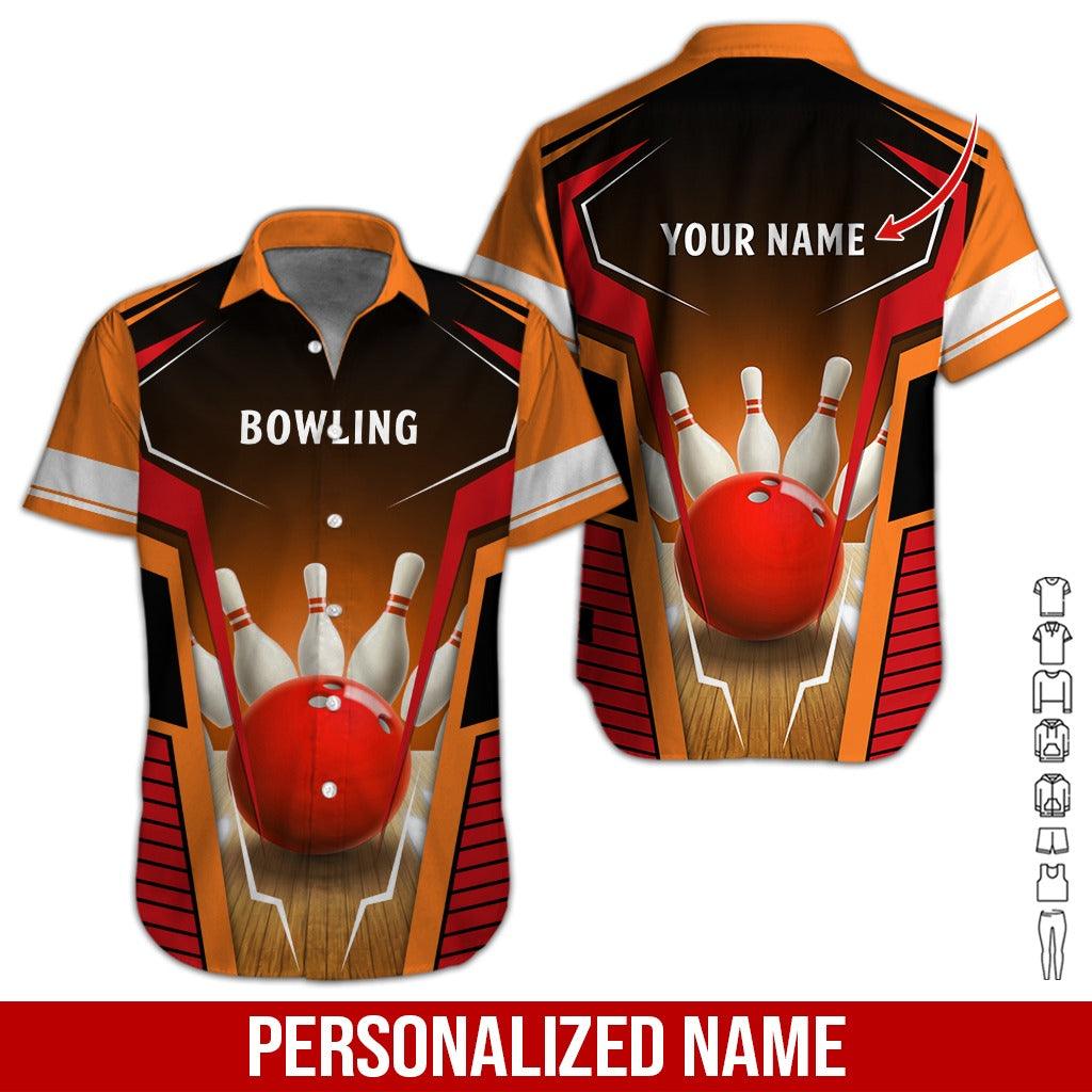 Custom Bowling Aloha Hawaiian Shirt - Red Bowling Ball Pattern Personalized Name Hawaiian Shirt For Men & Women, Bowling Lover - Amzanimalsgift