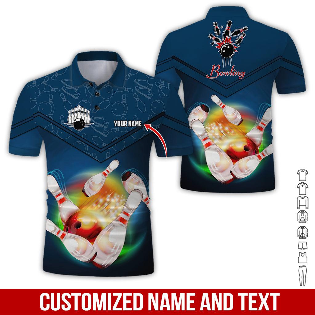 Custom Bowling Men Polo Shirt - Amazing Bowling Ball Pattern And Shoe Personalized Name Polo Shirt - Perfect Bowling Gift For Men, Bowling Lover - Amzanimalsgift