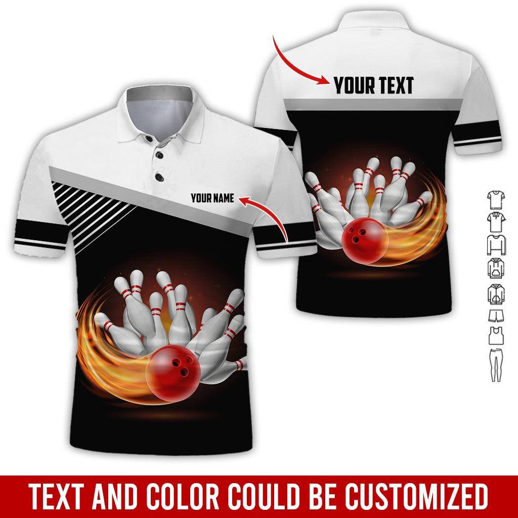 Custom Bowling Men Polo Shirt - Amazing Red Bowling Ball Personalized Name Polo Shirt - Perfect Bowling Gift For Men,Bowling Lover - Amzanimalsgift