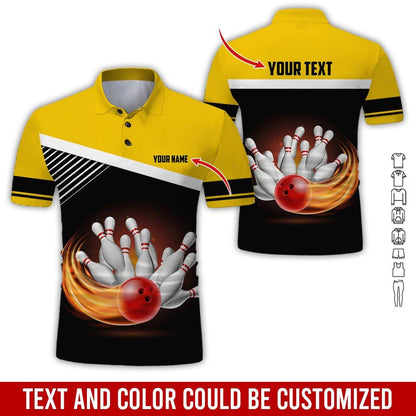 Custom Bowling Men Polo Shirt - Amazing Red Bowling Ball Personalized Name Polo Shirt - Perfect Bowling Gift For Men,Bowling Lover - Amzanimalsgift
