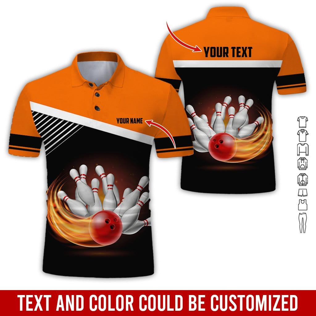 Custom Bowling Men Polo Shirt - Amazing Red Bowling Ball Personalized Name Polo Shirt - Perfect Bowling Gift For Men,Bowling Lover - Amzanimalsgift