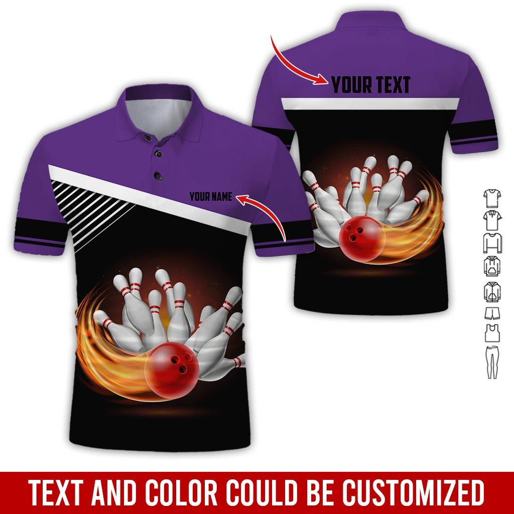 Custom Bowling Men Polo Shirt - Amazing Red Bowling Ball Personalized Name Polo Shirt - Perfect Bowling Gift For Men,Bowling Lover - Amzanimalsgift
