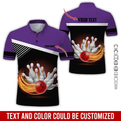 Custom Bowling Men Polo Shirt - Amazing Red Bowling Ball Personalized Name Polo Shirt - Perfect Bowling Gift For Men,Bowling Lover - Amzanimalsgift
