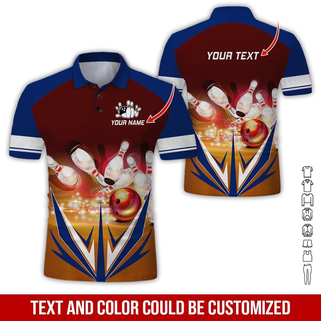 Custom Bowling Men Polo Shirt - Colorful Bowling Ball Personalized Name Polo Shirt - Perfect Bowling Gift For Men, Bowling Lover - Amzanimalsgift