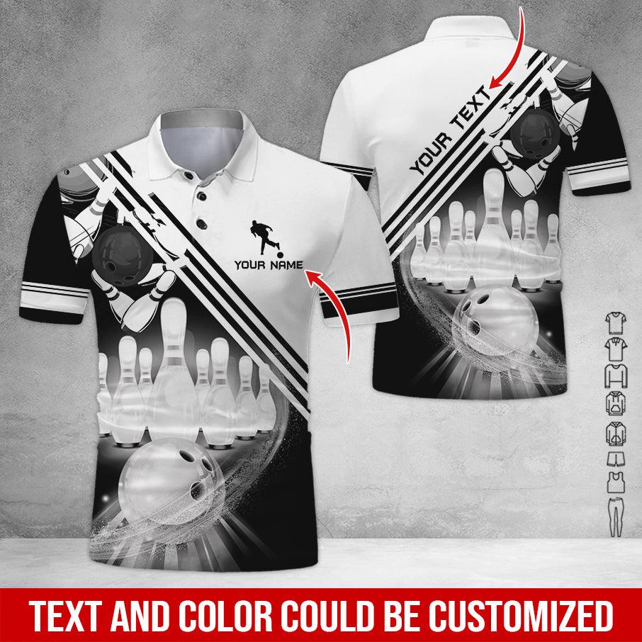 Custom Bowling Men Polo Shirt - Cool Men Playing Bowling Pattern Personalized Name Polo Shirt - Perfect Bowling Gift For Men, Bowling Lover - Amzanimalsgift