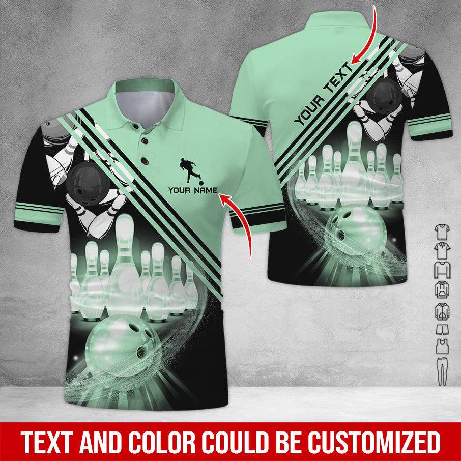 Custom Bowling Men Polo Shirt - Cool Men Playing Bowling Pattern Personalized Name Polo Shirt - Perfect Bowling Gift For Men, Bowling Lover - Amzanimalsgift