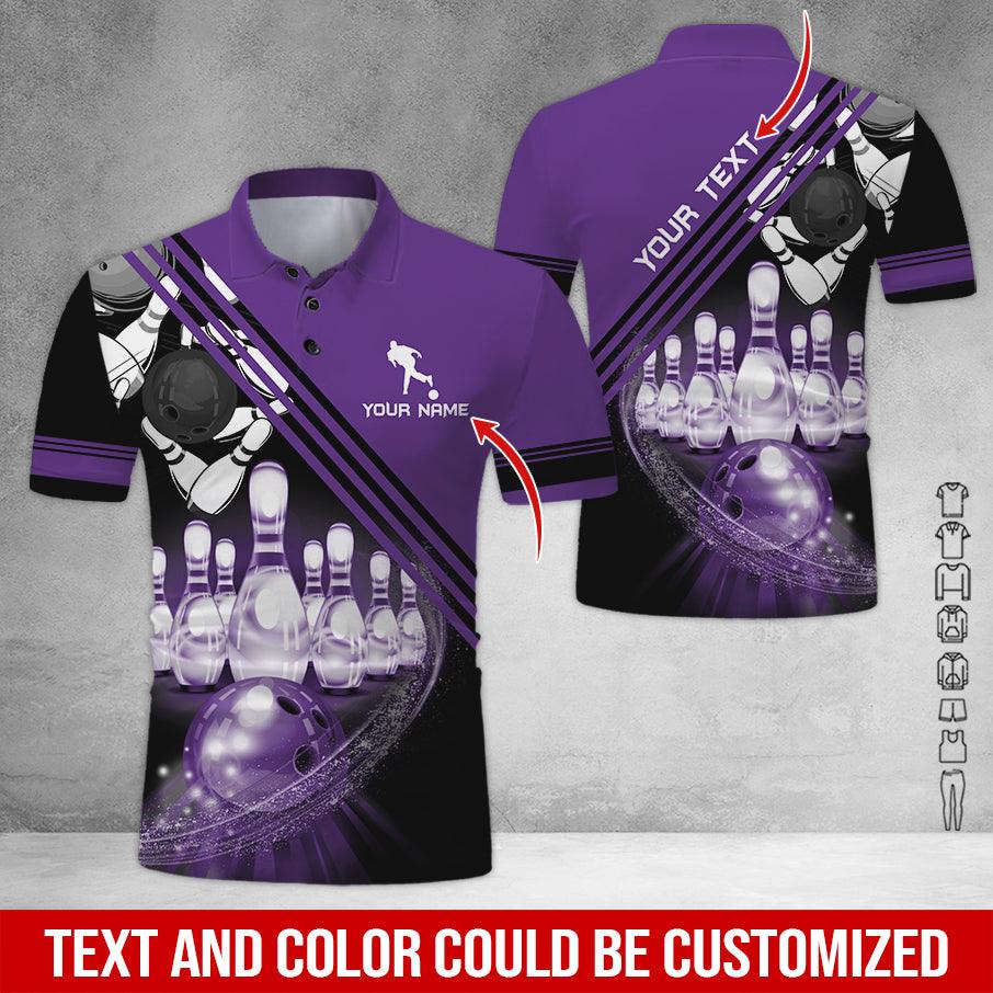 Custom Bowling Men Polo Shirt - Cool Men Playing Bowling Pattern Personalized Name Polo Shirt - Perfect Bowling Gift For Men, Bowling Lover - Amzanimalsgift