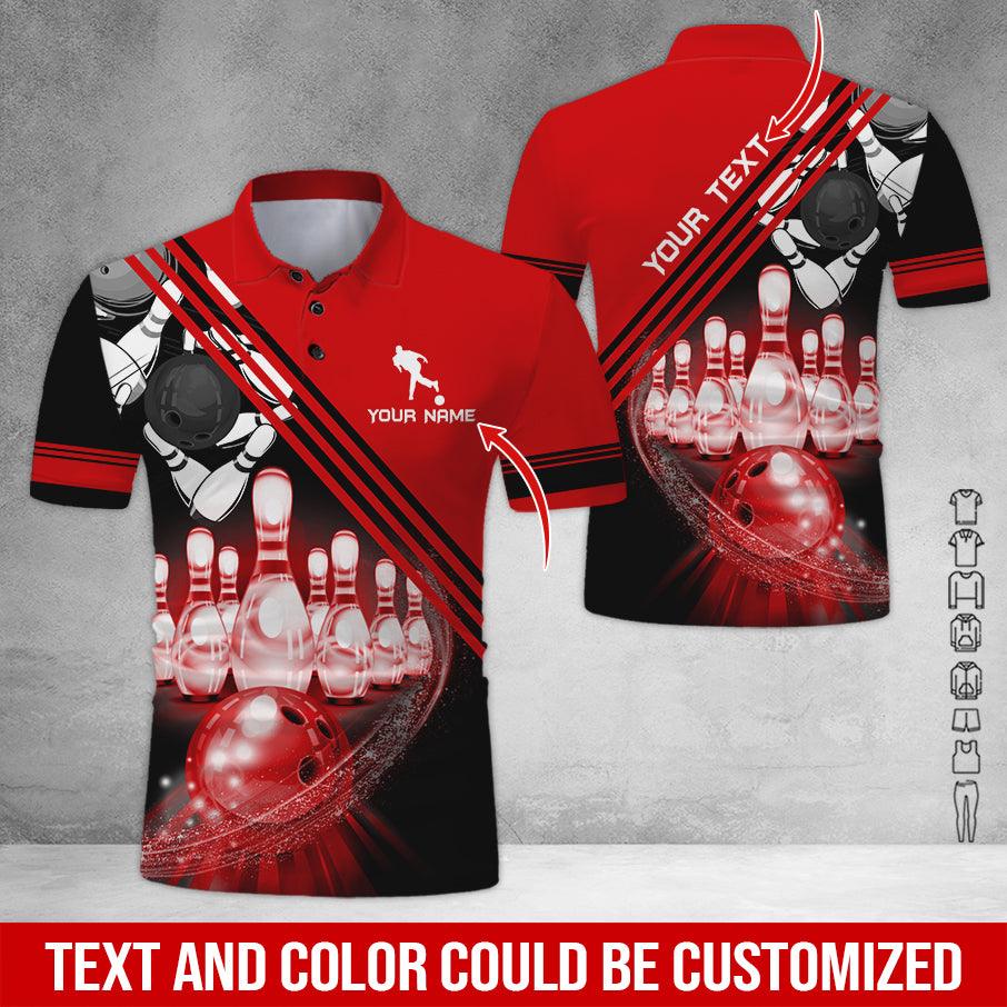 Custom Bowling Men Polo Shirt - Cool Men Playing Bowling Pattern Personalized Name Polo Shirt - Perfect Bowling Gift For Men, Bowling Lover - Amzanimalsgift