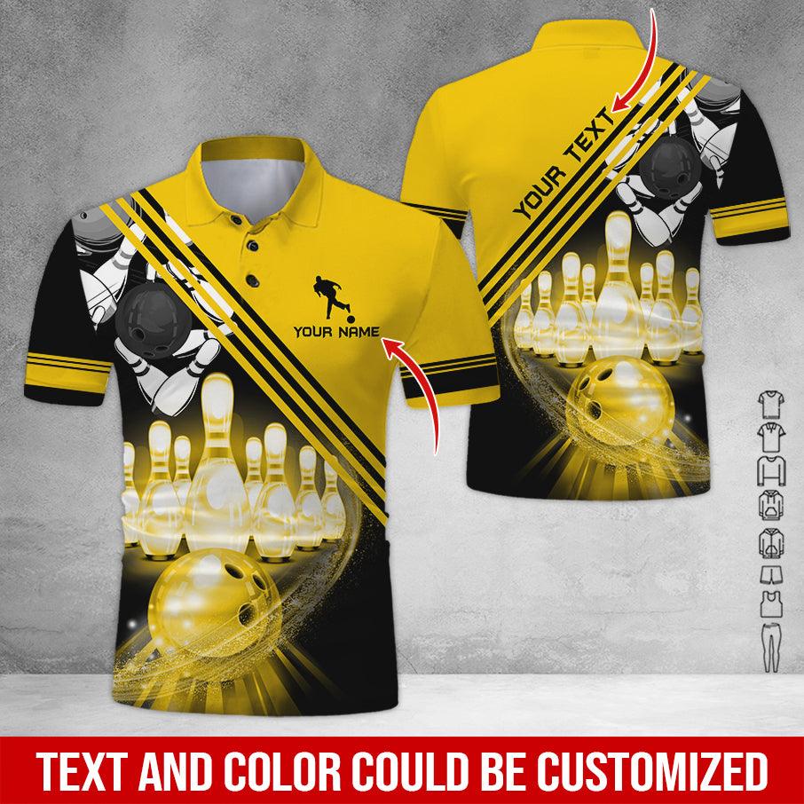 Custom Bowling Men Polo Shirt - Cool Men Playing Bowling Pattern Personalized Name Polo Shirt - Perfect Bowling Gift For Men, Bowling Lover - Amzanimalsgift
