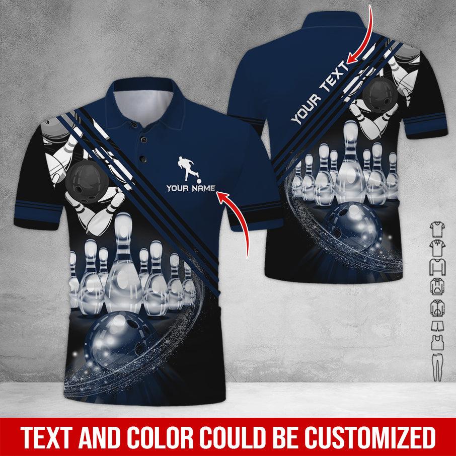 Custom Bowling Men Polo Shirt - Men Playing Bowling Pattern Personalized Name Polo Shirt - Perfect Bowling Gift For Men, Bowling Lover - Amzanimalsgift